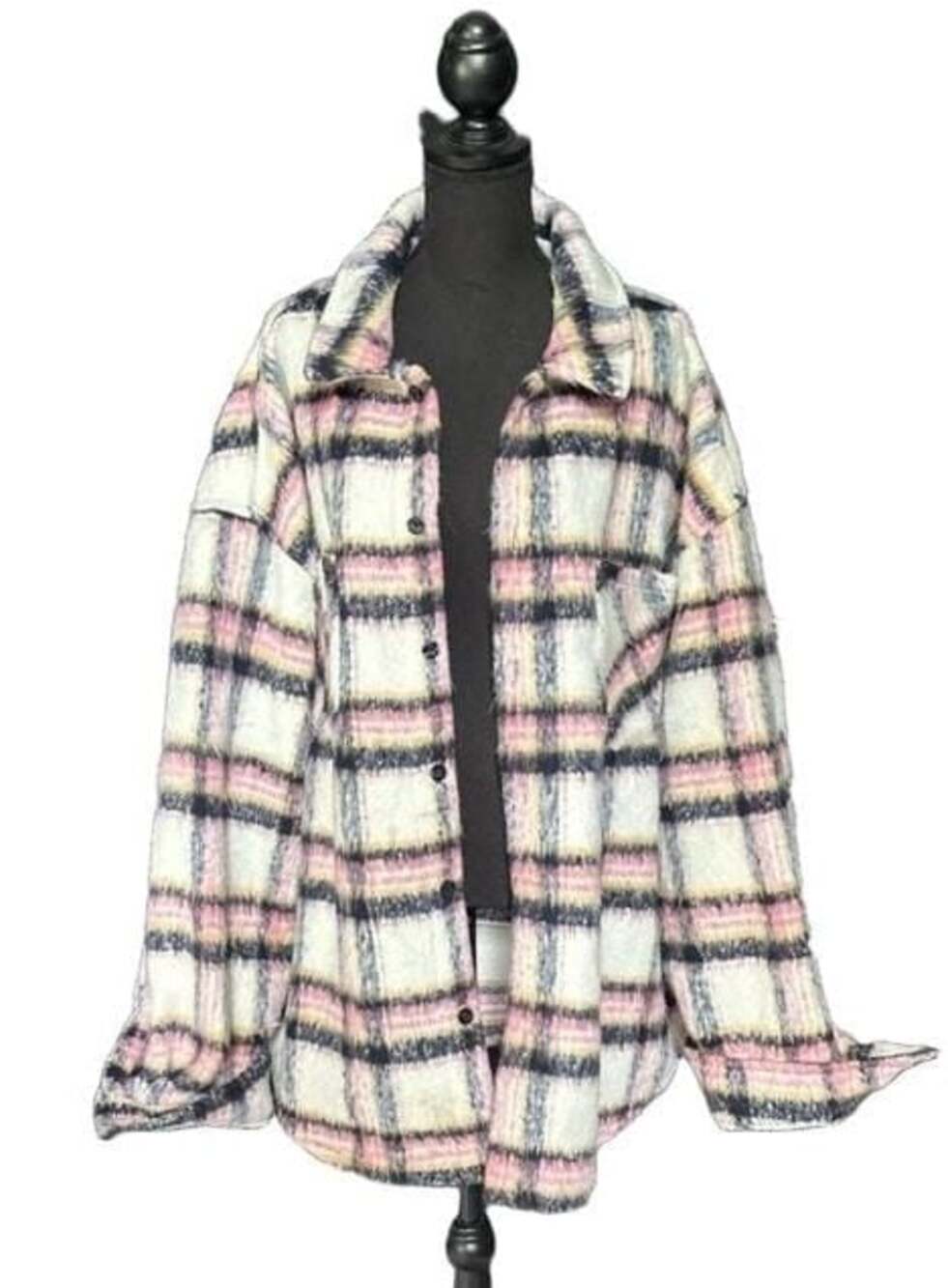 NovaMen Fashion Nova Pink Plaid Brushed Shacket Size XXL